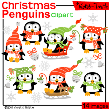 Christmas/Winter Penguins Clipart Set 2 Penguin Clip Art by Violet and ...