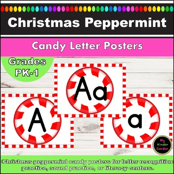 Preview of Christmas Peppermint Candy Alphabet Letter Posters / Word Wall Headers Full Page