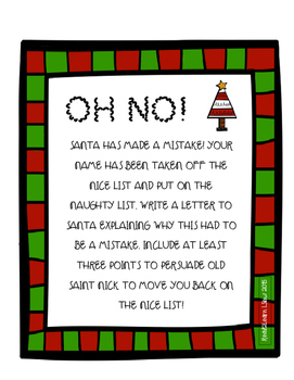 Christmas Persuasive Writing Activity by read2learn | TPT