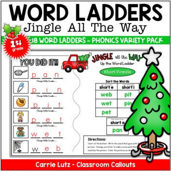 Preview of Christmas Phoneme Substitution Word Ladders 1st Grade Phonics Christmas Stations