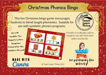 Preview of Christmas Phonics Bingo