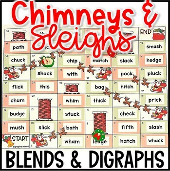 Preview of Christmas Phonics Game with Consonant Blends and Digraphs - Chimneys and Sleighs