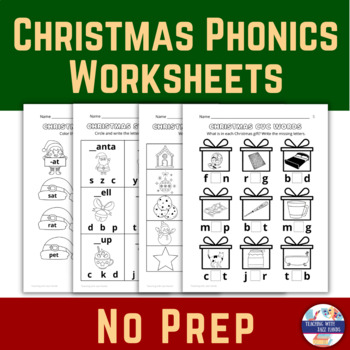 Preview of Christmas Phonics Worksheets for Pre-K and Kindergarten