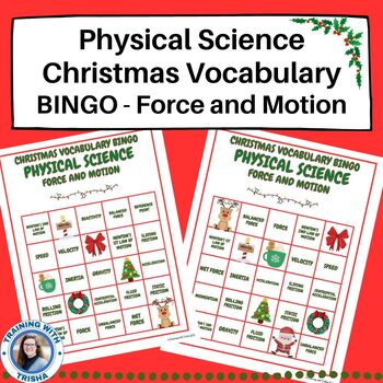 Preview of Christmas - Physical Science Force and Motion Vocabulary BINGO