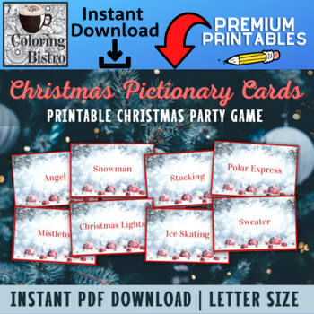 Preview of Christmas Pictionary Game, Christmas Pictionary Cards,  80 Pack, Party Game