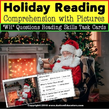 Preview of Christmas Picture Comprehension and Wh Questions | Task Box Filler 