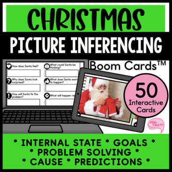 Preview of Christmas Picture Inferencing for Making Inferences Speech Therapy Boom Cards