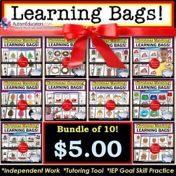 Preview of Christmas Picture Matching and Counting for Early Learners LEARNING BAG BUNDLE