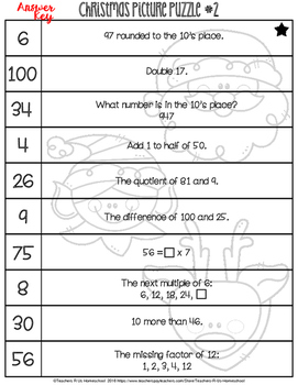 Christmas Picture Puzzles (3rd - 5th Math) by Teachers R Us Homeschool