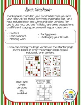 Christmas Sudoku Puzzles 6x6 by The Lemonade Mindset | TPT