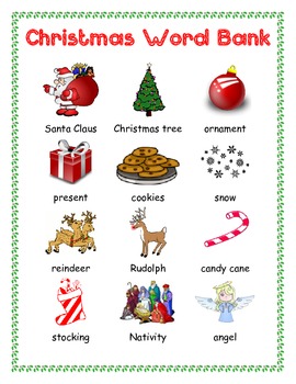 christmas word bank for creative writing