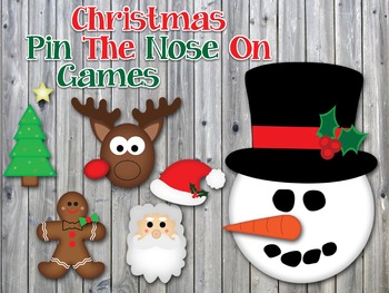 Preview of Christmas Pin The Nose On Games - Printable Christmas Party Game