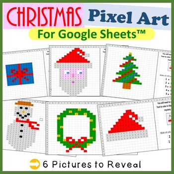 Preview of Christmas Pixel Art Activities for Google Sheets ™ - Pack 1