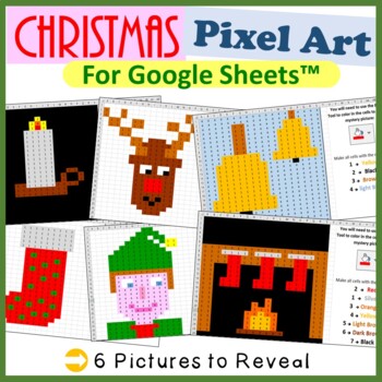 Preview of Christmas Pixel Art Activities for Google Sheets ™ - Pack 2