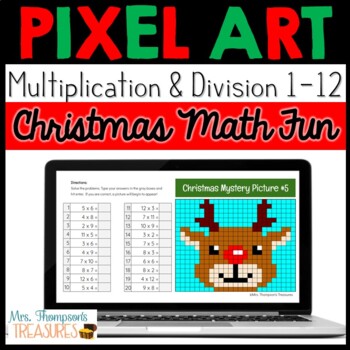 Preview of Christmas Pixel Art Math Pictures - Multiplication & Division Facts 1-12