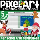 Christmas Pixel Art Template Editable Digital Resource on 