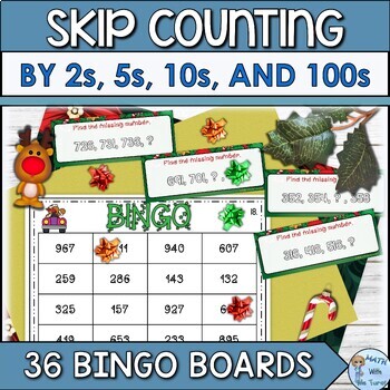 Preview of Christmas Place Value Bingo Game | Skip Count by 2s, 5s, 10s, and 100s