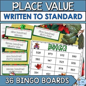 Preview of Christmas Place Value Bingo Game | Written to Standard Form