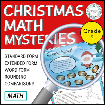 Preview of Christmas Place Value -  Detective Math Mystery Project - 5th Grade