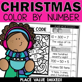 Preview of Christmas Place Value | Expanded Form | Base 10 Blocks Color by Number