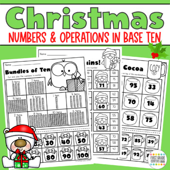 Preview of Christmas Place Value Worksheets Comparing Numbers December First Grade