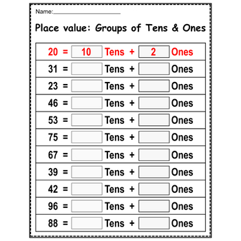 Christmas Place Value Worksheets for 1st Grade|Tens and Ones | TPT