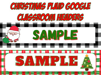 Preview of Christmas Plaid Google Classroom Headers