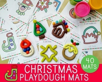 Preview of Christmas Playdough Mats, 40 Cards, Play doh Activity, Holiday,Fine Motor Skills