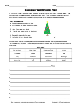 Christmas Poem - Create your own Christmas Poem Assignment | TpT