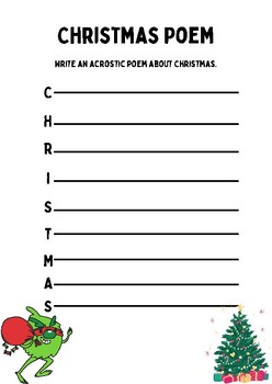 Christmas Poem Writing Christmas Activity by Dreamer Hope | TPT