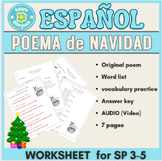 Christmas Poem for Spanish 3-4. Worksheet + Audio. SP. 3-5