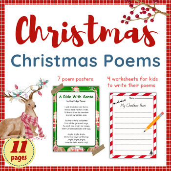 Christmas Poems: Poster and Worksheets for kids to write their poems