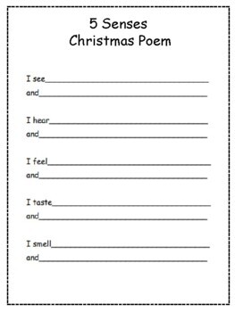 Christmas Poetry: 5 Senses Poem by Meaningful Teaching | TpT