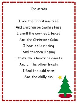 Christmas Poetry: 5 Senses Poem by Meaningful Teaching | TpT