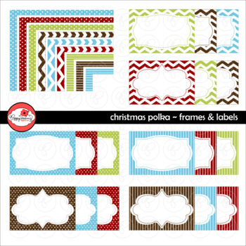 Christmas Polka Frames and Labels Digital Borders Clipart by Poppydreamz