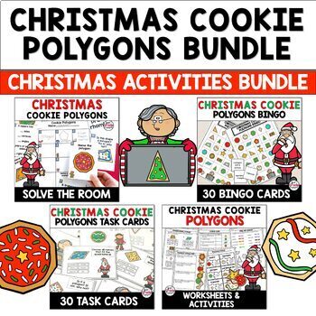 Preview of Christmas Cookie Classifying Polygons Geometry Math Activities Bundle