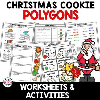 Preview of Christmas Cookie Classifying Polygons Geometry Math Worksheets and Activities