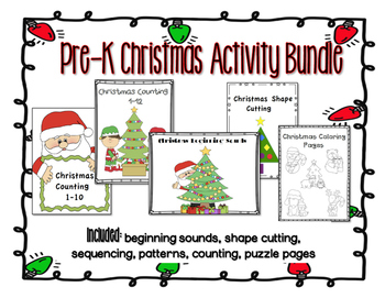 Preview of Christmas Pre-K Kindergarten Activities Bundle