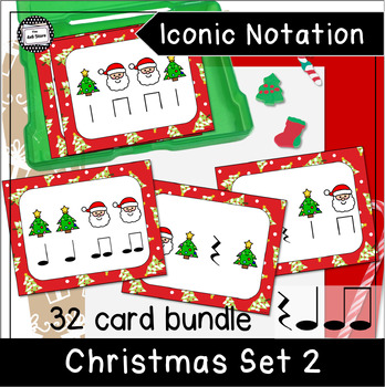 Preview of Christmas Pre Rhythm Iconic Notation Card Bundle 2 + PowerPoint + Kaboom