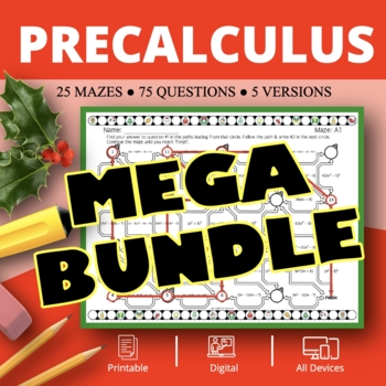 Preview of Christmas: PreCalculus BUNDLE Maze Activity