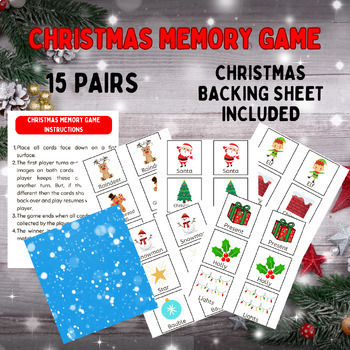 Christmas Preschool Memory Game, Xmas Party Game Preschool , Printable ...