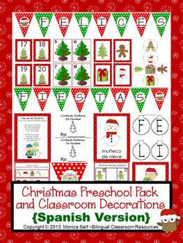 Christmas Preschool Pack and Classroom Decorations {Spanish Version}