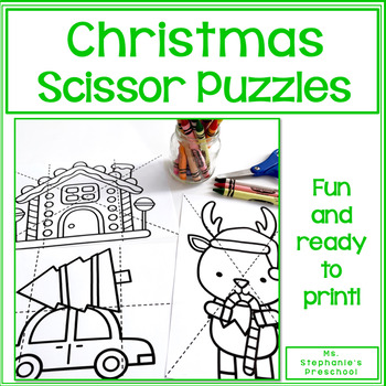 Preview of Christmas Preschool Scissor Puzzles