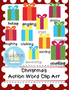 Preview of Christmas Present Action Words Clip Art