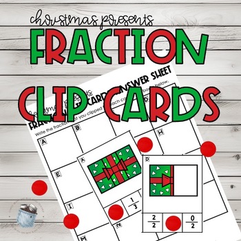 Preview of Christmas Present Fractions Clip Task Card Activity