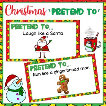 Preview of Christmas Pretend To Movement Activity Slides | Brain Break | Virtual Party