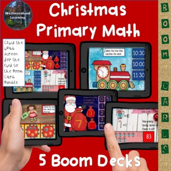 Preview of Christmas Primary Math Digital Interactive Boom Cards 5 Decks