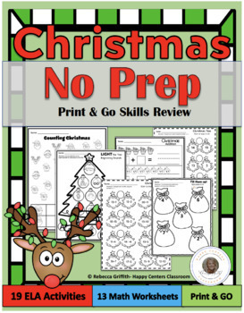 Preview of Christmas Print & Go Worksheets and Activities