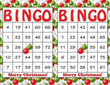 Christmas Printable Bingo Game - 100 players - Red Green Ornaments ...