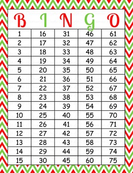 Christmas Printable Bingo Game - 100 players - Red Green Santa Claus ...